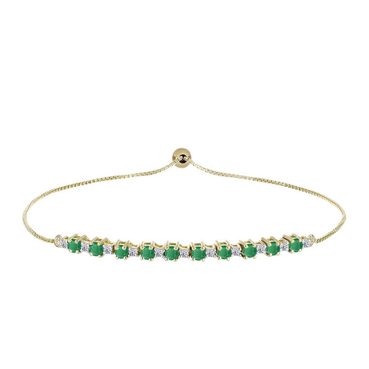 Pulsera de Plata Bañada en Oro con Esmeralda de Brasil y Topacio Blanco
