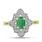 Anillo de Plata Bañada en Oro con Esmeralda de Brasil y Topacio Blanco