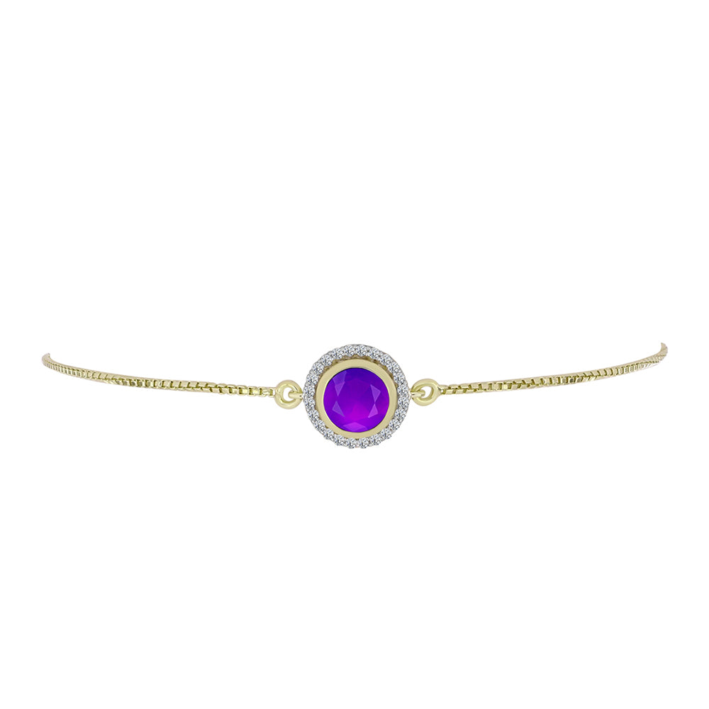 Pulsera de Plata Bañada en Oro con Ágata Púrpura y Topacio Blanco 2 