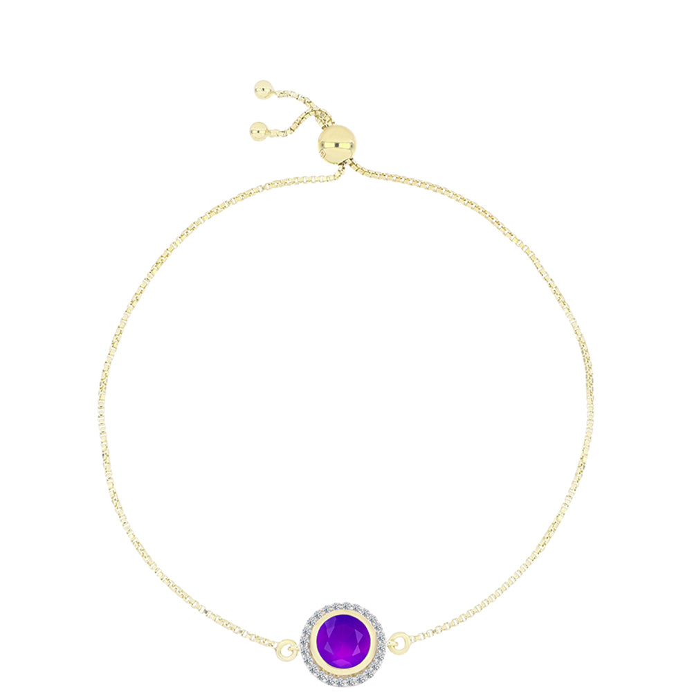 Pulsera de Plata Bañada en Oro con Ágata Púrpura y Topacio Blanco 1 