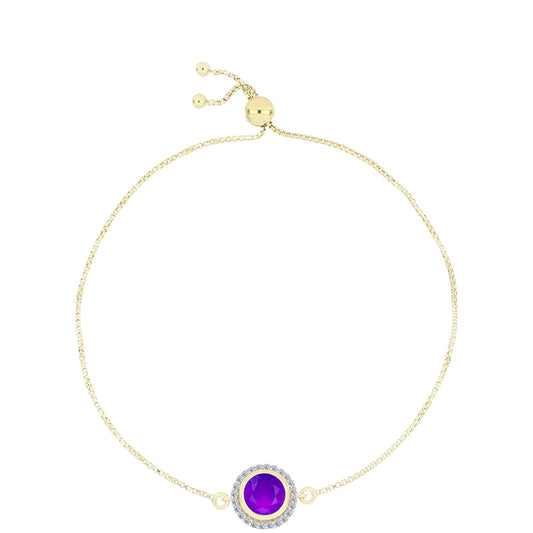 Pulsera de Plata Bañada en Oro con Ágata Púrpura y Topacio Blanco