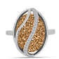 Anillo de Plata con Drusa Dorada y Topacio Blanco