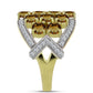 Anillo de Plata Bañada en Oro con Cuarzo Coñac y Topacio Blanco