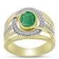 Anillo de Plata Bañada en Oro con Esmeralda de Brasil y Topacio Blanco
