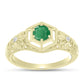 Anillo de Plata Bañada en Oro con Esmeralda de Brasil y Topacio Blanco