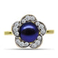 Anillo de Plata Bañada en Oro con Perla Negra Cultivada de Agua Dulce y Topacio Blanco