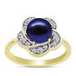 Anillo de Plata Bañada en Oro con Perla Negra Cultivada de Agua Dulce y Topacio Blanco