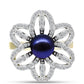 Anillo de Plata Bañada en Oro con Perla Negra Cultivada de Agua Dulce y Topacio Blanco