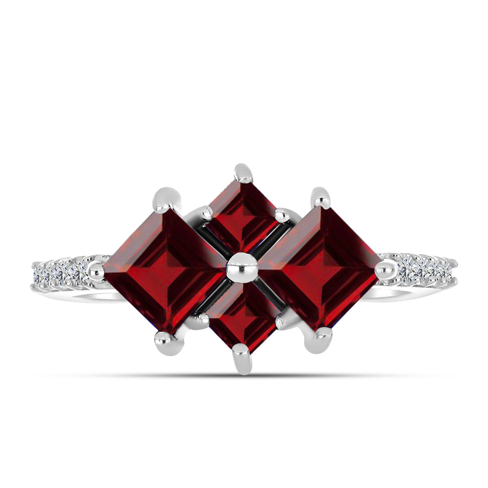 Anillo de Plata con Granate Barton y Topacio Blanco 1 