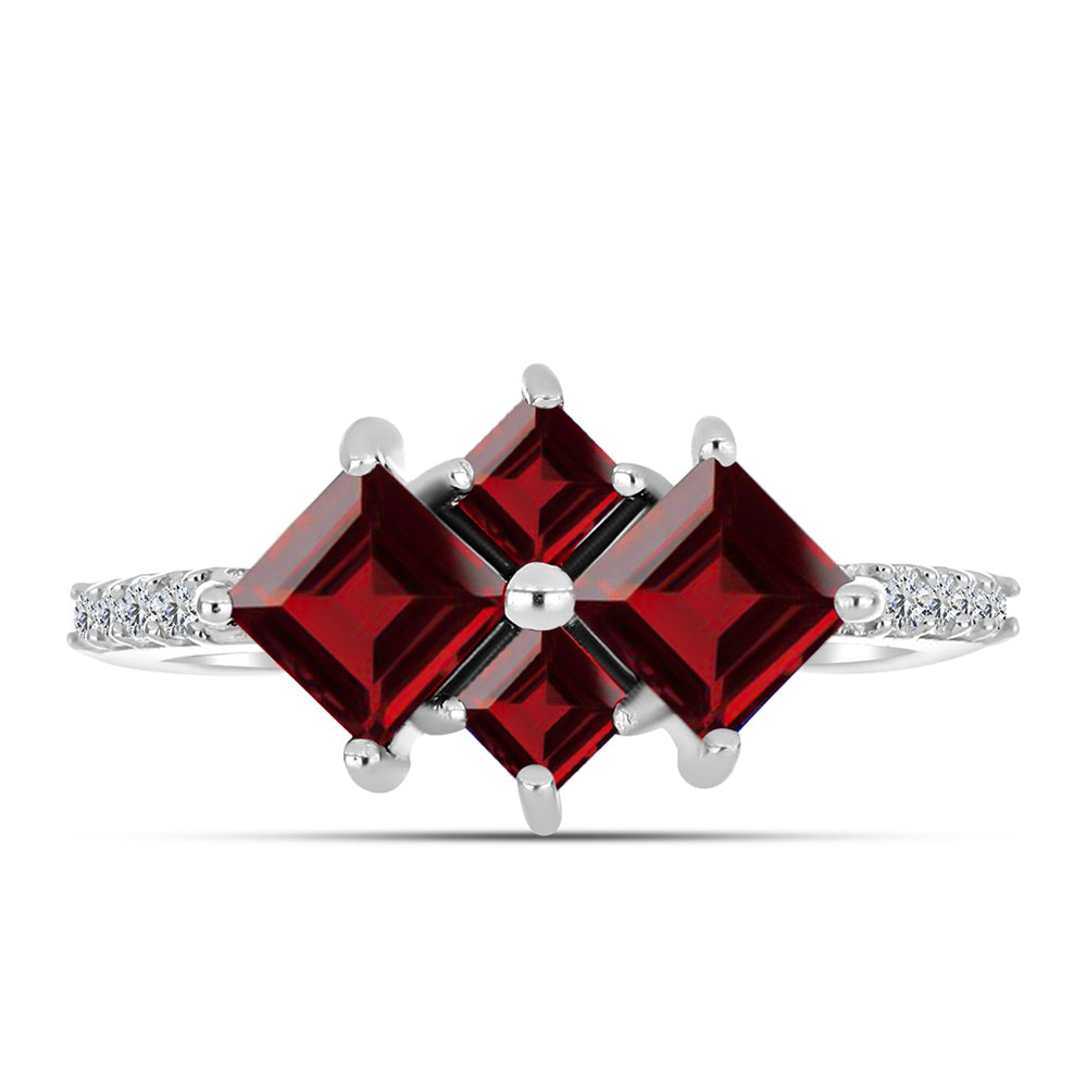 Anillo de Plata con Granate Barton y Topacio Blanco 3 