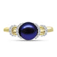 Anillo de Plata Bañada en Oro con Perla Negra Cultivada de Agua Dulce y Topacio Blanco