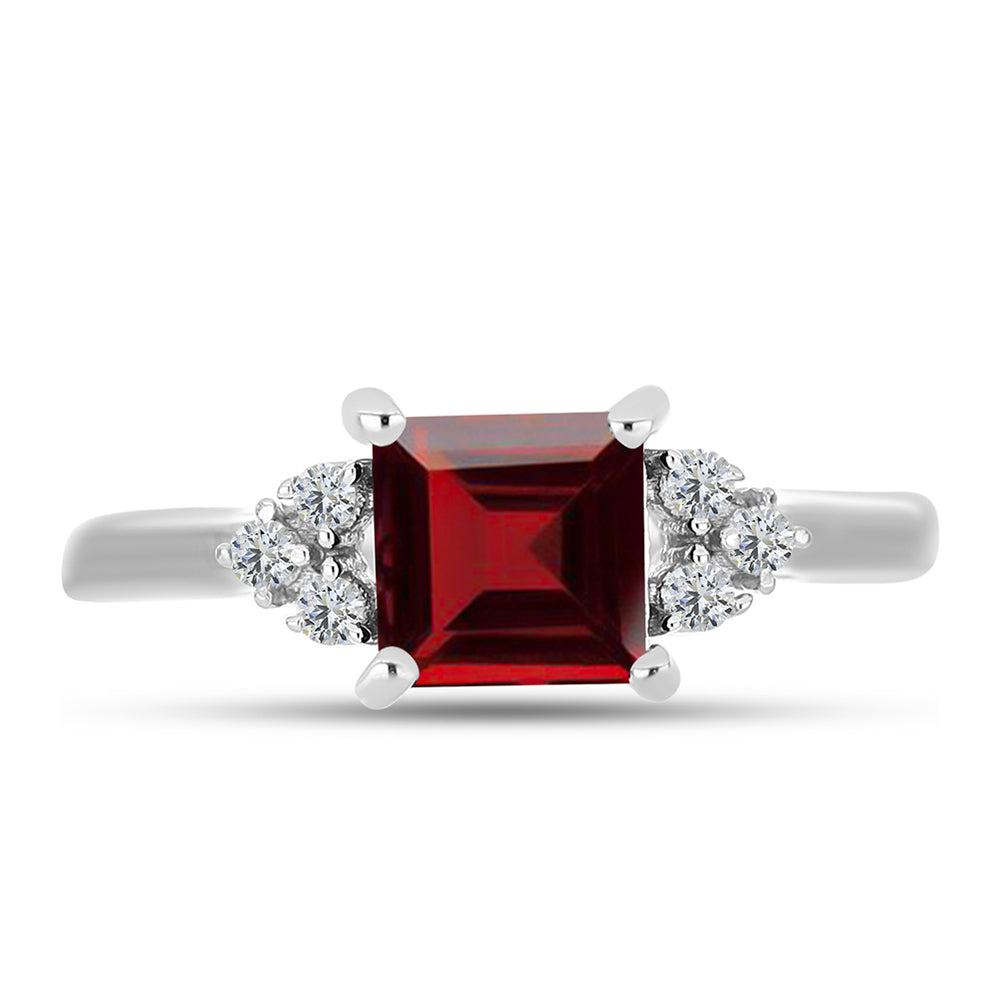 Anillo de Plata con Granate Barton y Topacio Blanco 1 