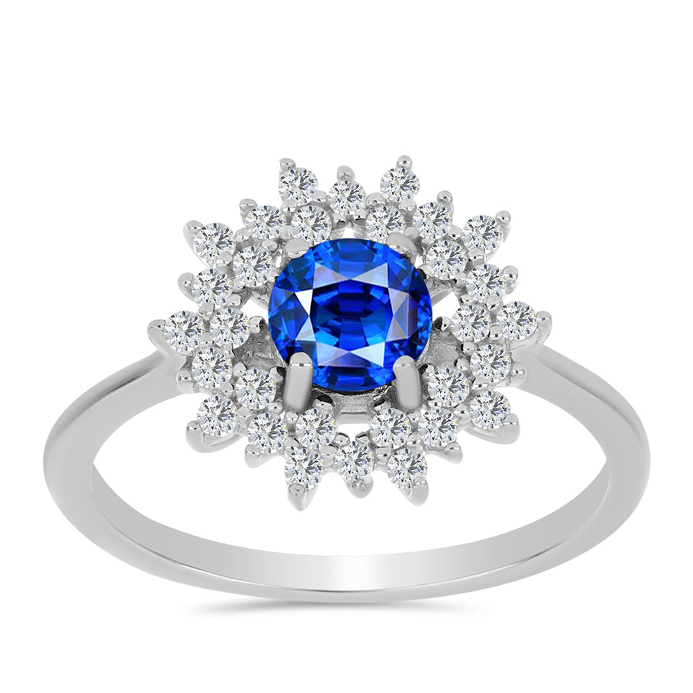 Anillo de Plata con Zafiro Azul Australiano y Topacio Blanco