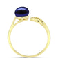 Anillo de Plata Bañada en Oro con Perla Negra Cultivada de Agua Dulce y Topacio Blanco