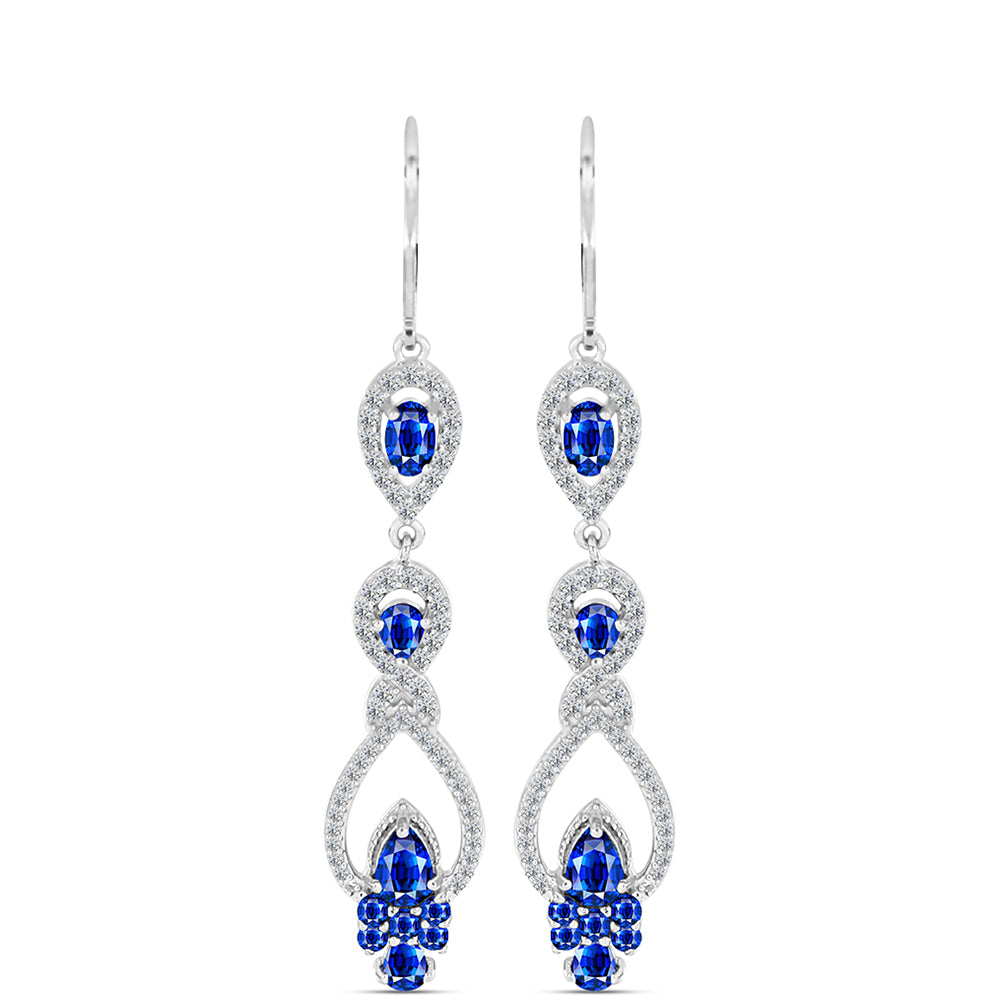 Pendientes de Plata con Zafiro Azul Australiano y Topacio Blanco 1 