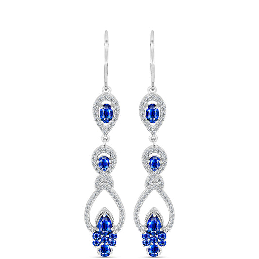 Pendientes de Plata con Zafiro Azul Australiano y Topacio Blanco