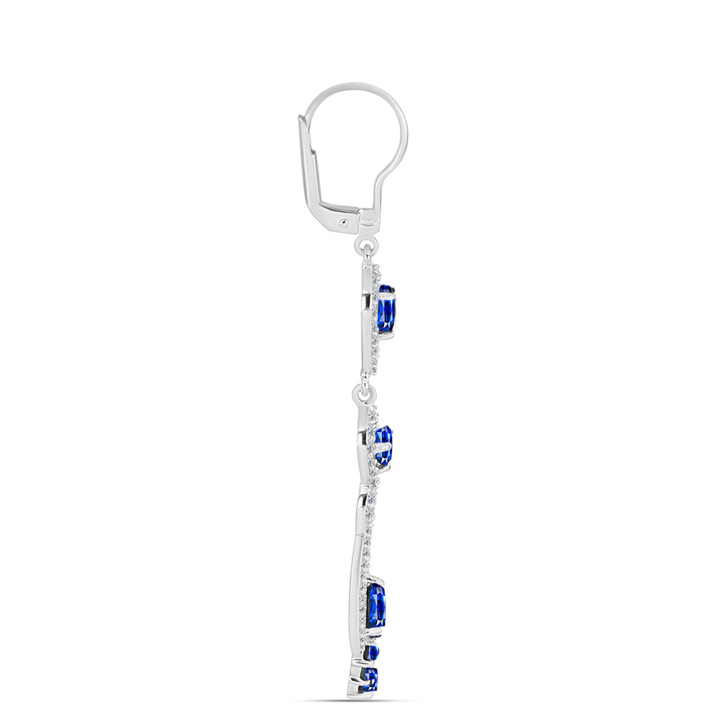 Pendientes de Plata con Zafiro Azul Australiano y Topacio Blanco