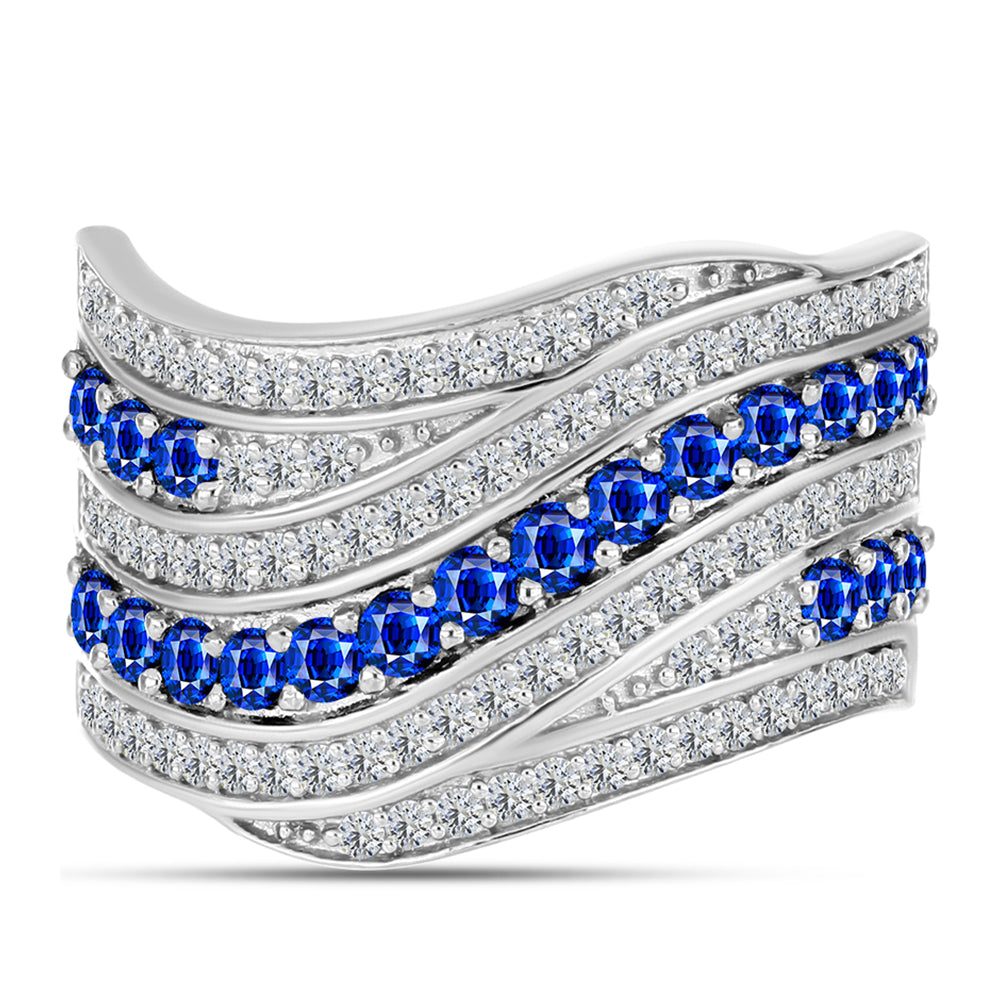 Anillo de Plata con Zafiro Azul Australiano y Topacio Blanco 1 