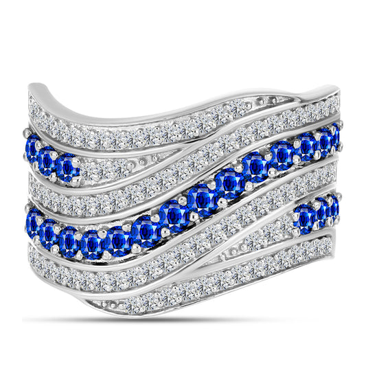 Anillo de Plata con Zafiro Azul Australiano y Topacio Blanco