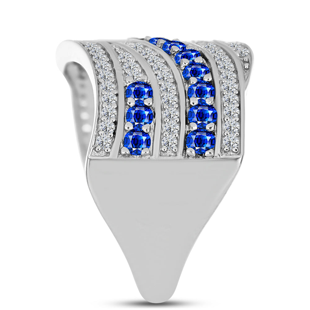 Anillo de Plata con Zafiro Azul Australiano y Topacio Blanco 4 