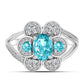 Anillo de Plata con Cuarzo Paraiba y Topacio Blanco