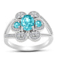 Anillo de Plata con Cuarzo Paraiba y Topacio Blanco
