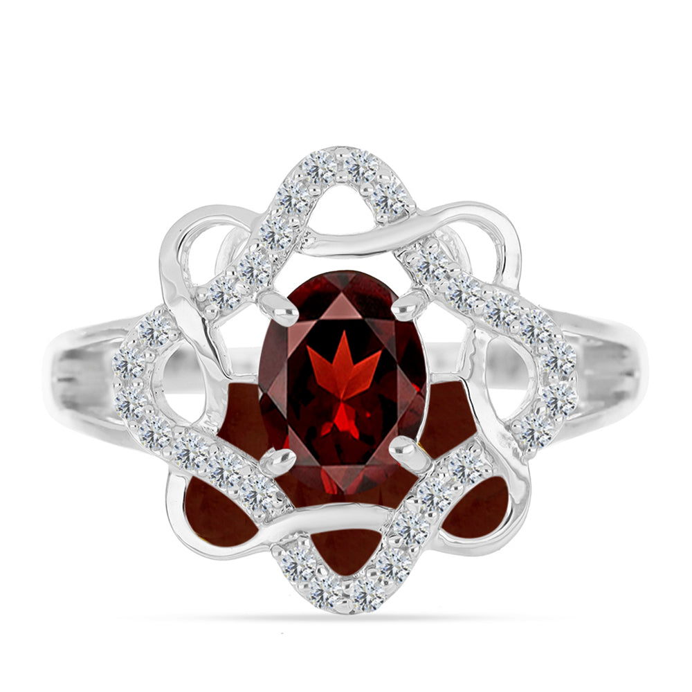 Anillo de Plata con Granate Barton y Topacio Blanco 1 