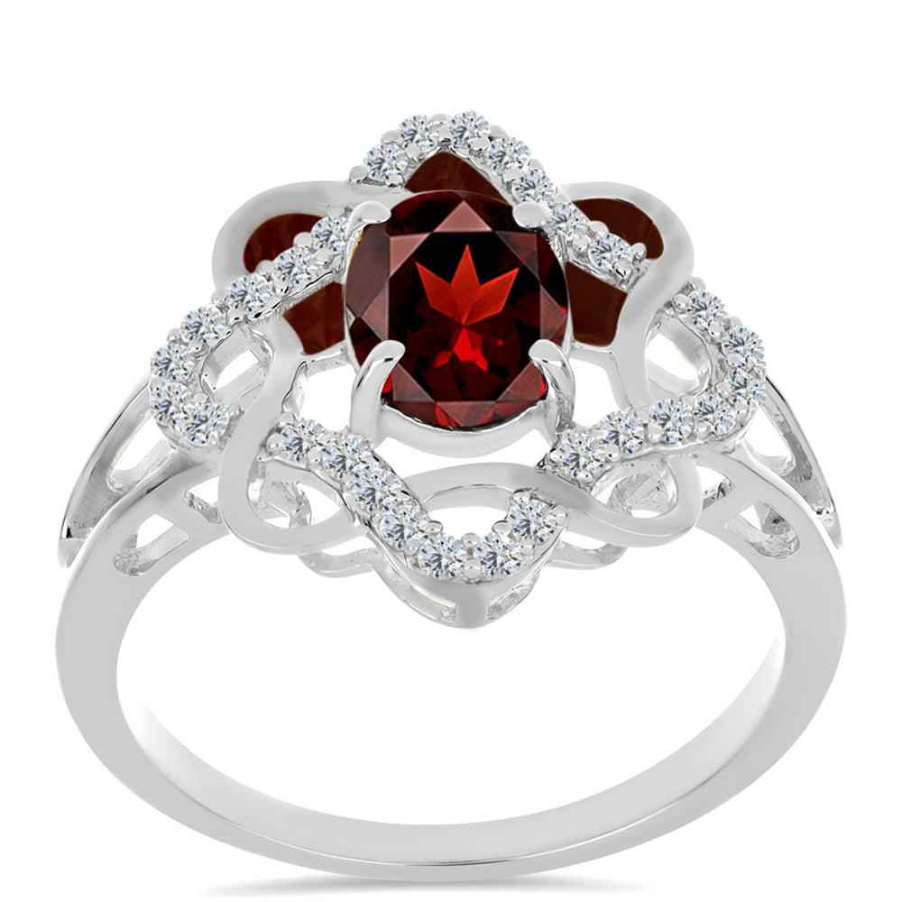 Anillo de Plata con Granate Barton y Topacio Blanco 3 
