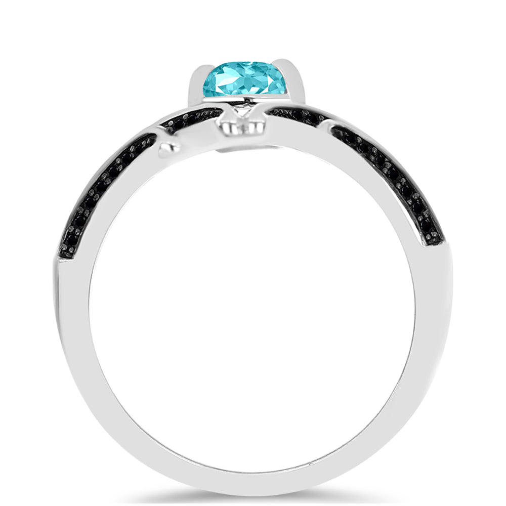 Anillo de Plata con Cuarzo Paraiba y Espinela Negra 2 