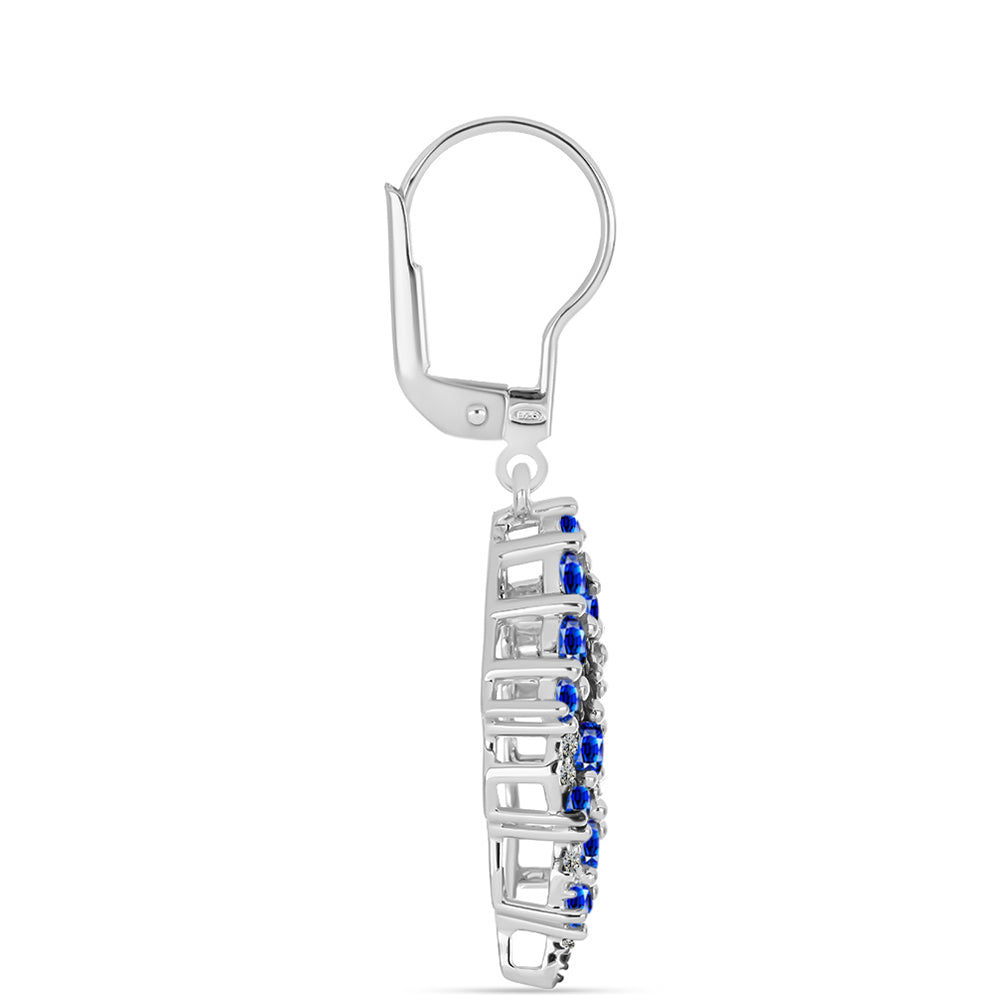 Pendientes de Plata con Zafiro Azul Australiano y Topacio Blanco
