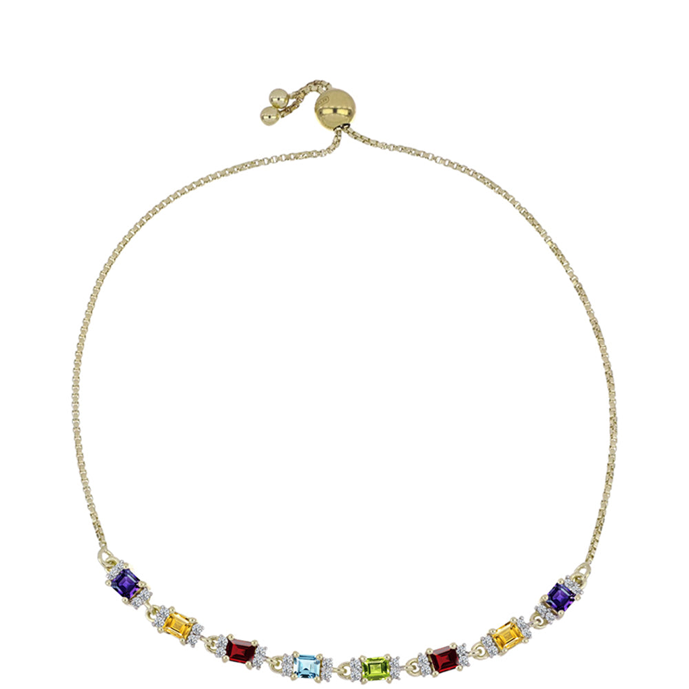 Pulsera de Plata Bañada en Oro con Granate Barton y Amatista de Marruecos 1 