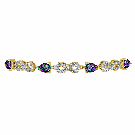 Pulsera de Plata Bañada en Oro con Topacio Místico y Topacio Blanco
