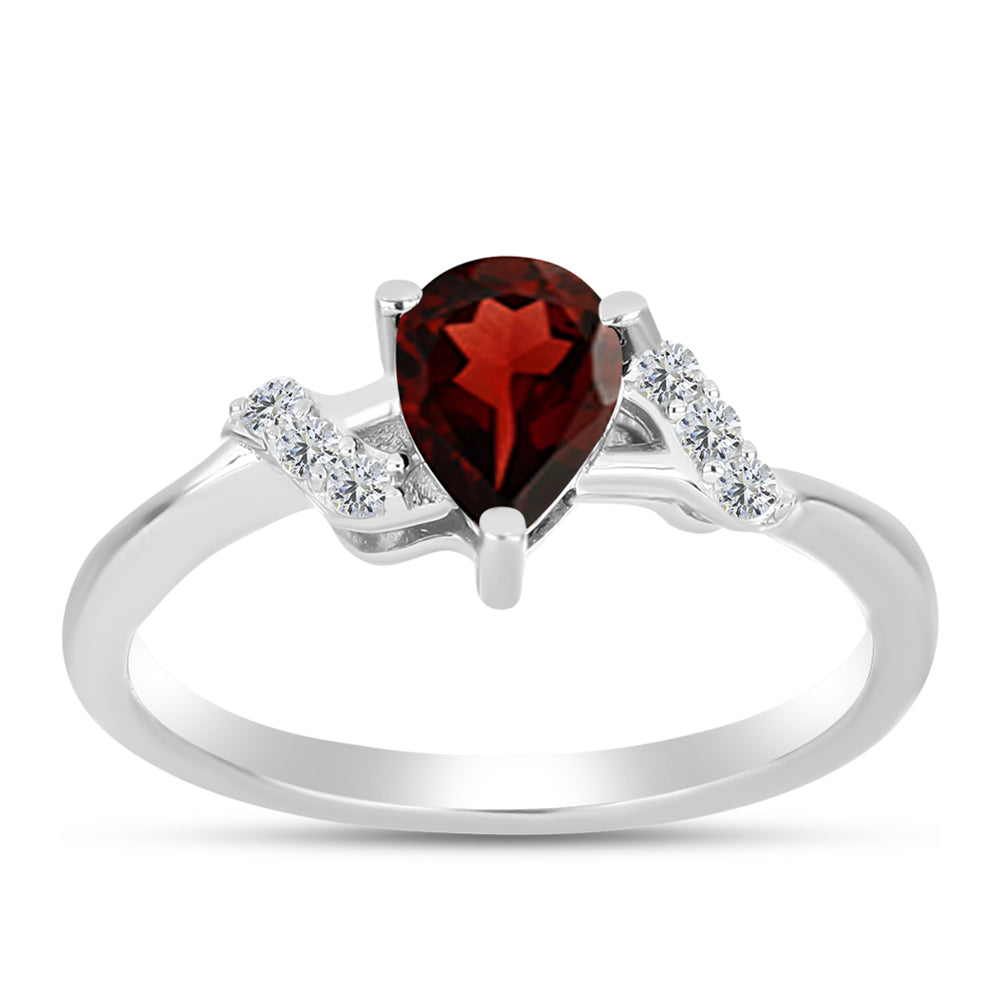 Anillo de Plata con Granate Barton y Topacio Blanco