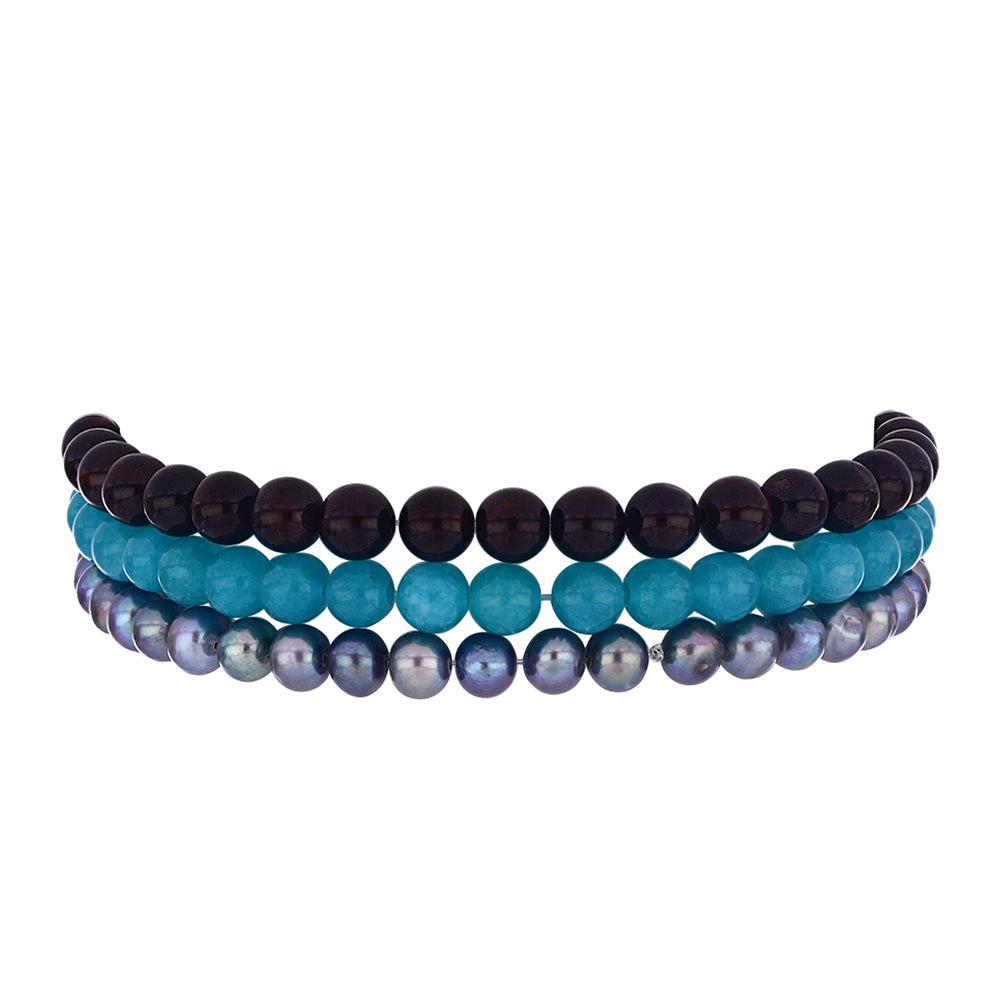 Conjunto Pepita con Perla Negra Cultivada de Agua Dulce y Granate Barton ( Pulsera ) 1 