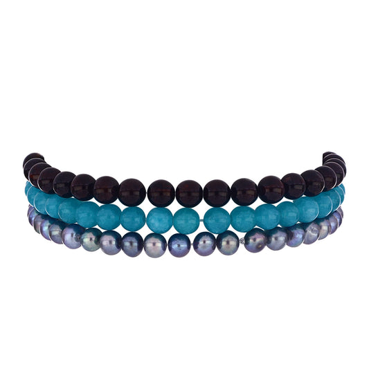 Conjunto Pepita con Perla Negra Cultivada de Agua Dulce y Granate Barton ( Pulsera )