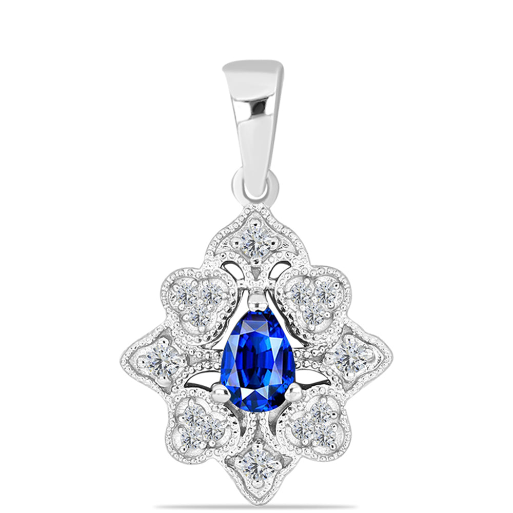 Colgante de Plata con Zafiro Azul Australiano y Topacio Blanco 1 