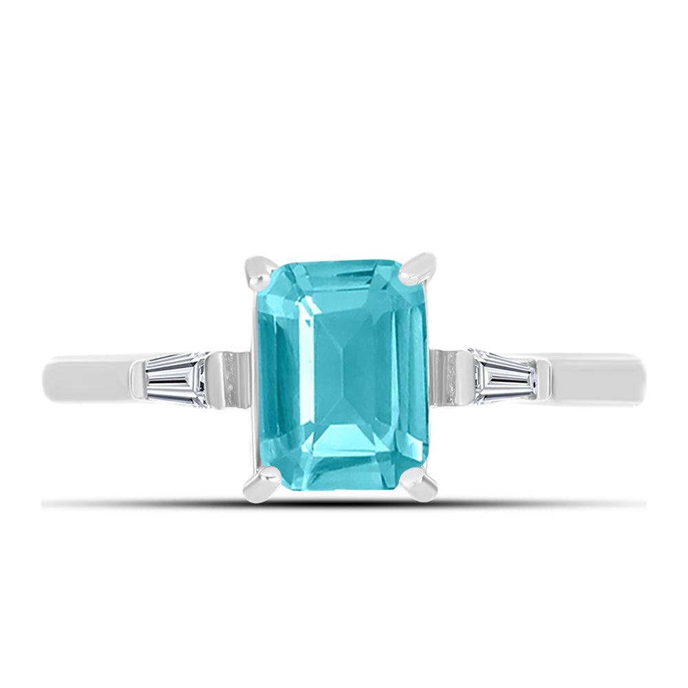 Anillo de Plata con Cuarzo Paraiba y Zircón Blanco 1 