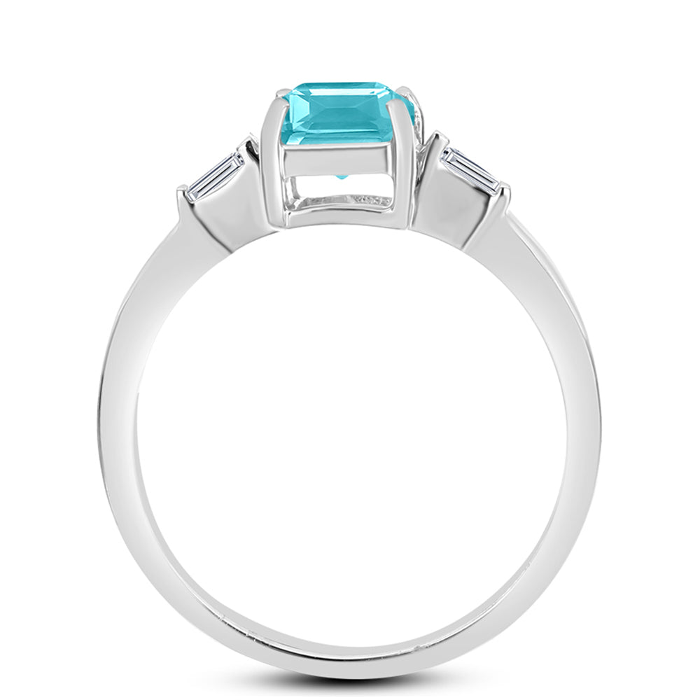 Anillo de Plata con Cuarzo Paraiba y Zircón Blanco 2 