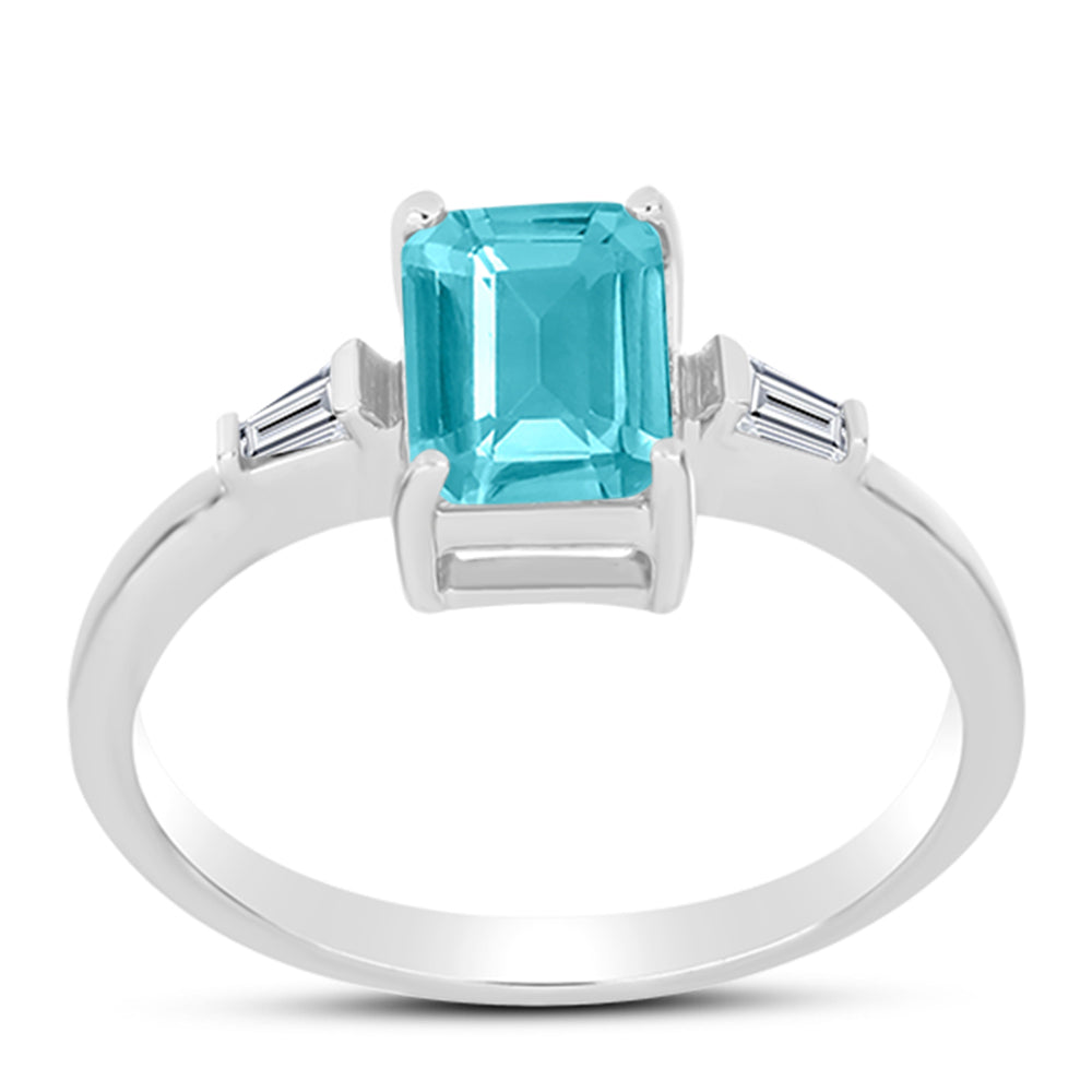 Anillo de Plata con Cuarzo Paraiba y Zircón Blanco 3 