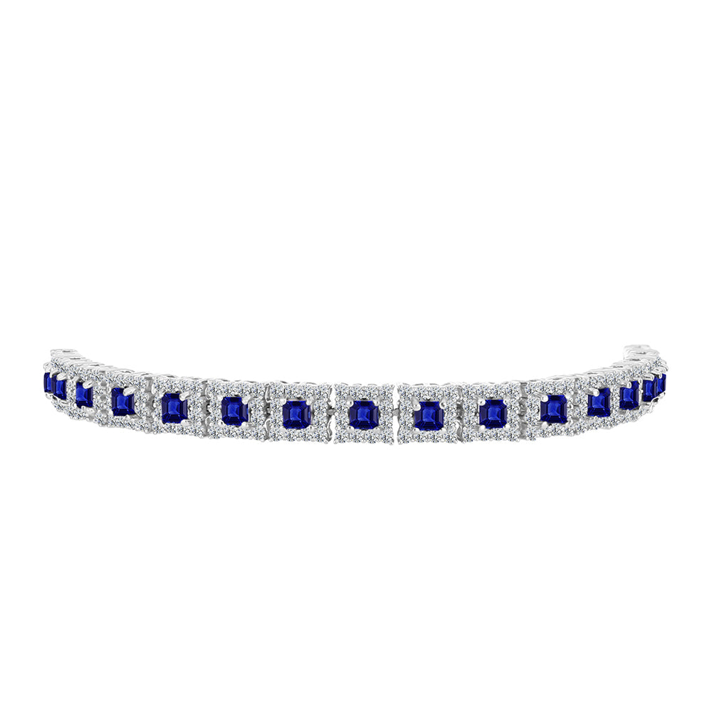 Pulsera de Plata con Zafiro Azul Australiano y Topacio Blanco 2 