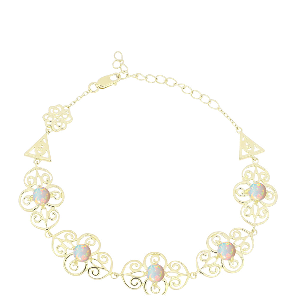 Pulsera de Plata Bañada en Oro con Ópalo Welo