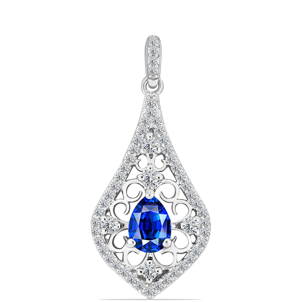 Colgante de Plata con Zafiro Azul Australiano y Topacio Blanco 1 
