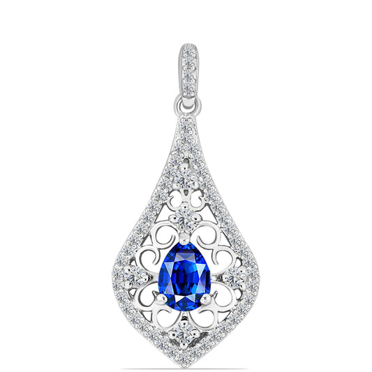 Colgante de Plata con Zafiro Azul Australiano y Topacio Blanco