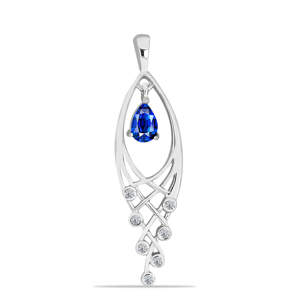 Colgante de Plata con Zafiro Azul Australiano y Topacio Blanco