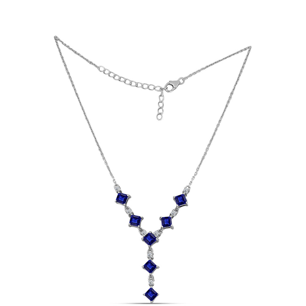 Collar de Plata con Zafiro Azul Australiano y Topacio Blanco 1 
