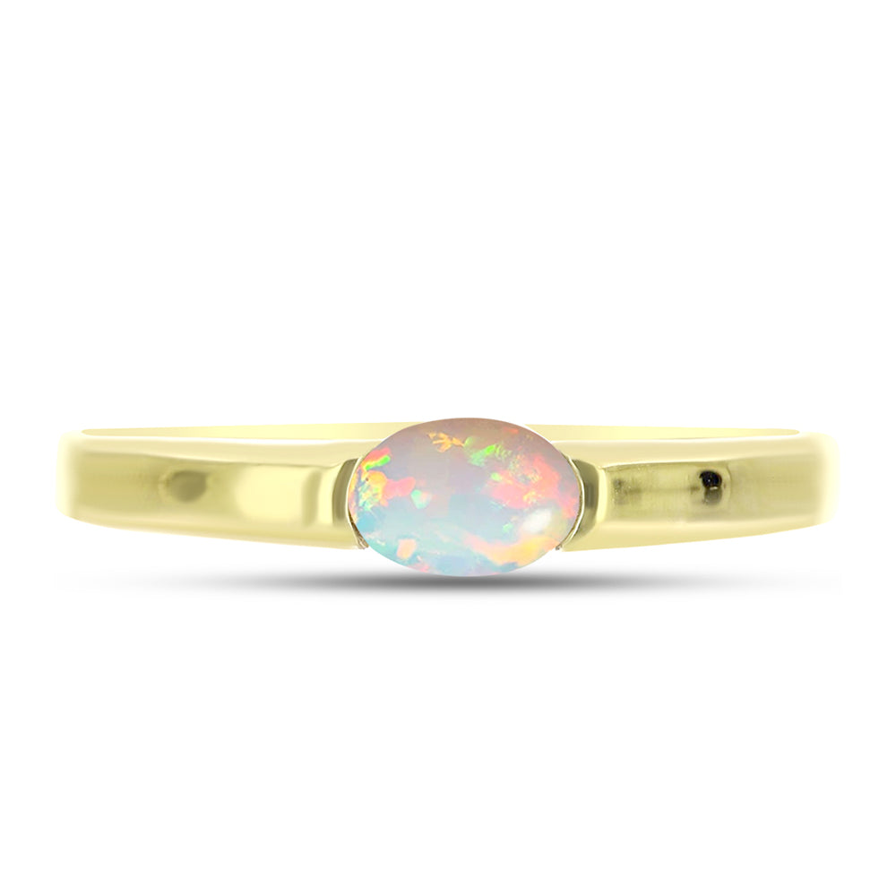 Anillo de Plata Bañada en Oro con Ópalo Welo 1 