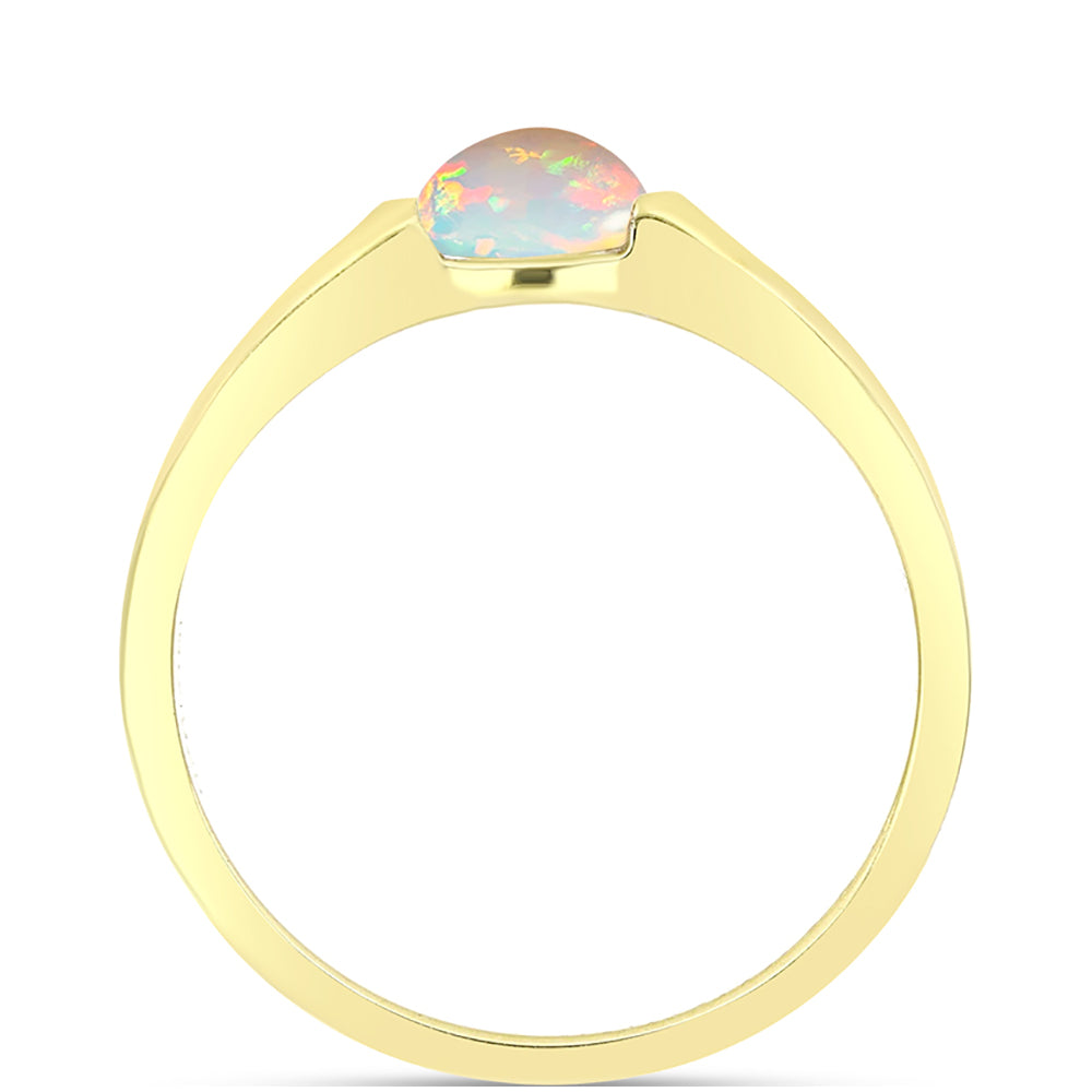 Anillo de Plata Bañada en Oro con Ópalo Welo