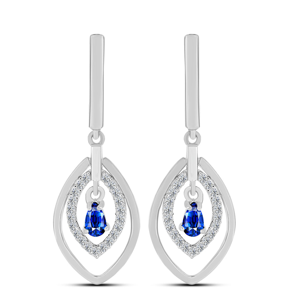 Pendientes de Plata con Zafiro Azul Australiano y Topacio Blanco