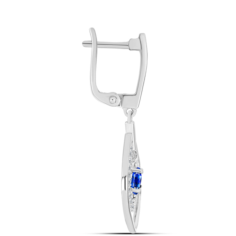 Pendientes de Plata con Zafiro Azul Australiano y Topacio Blanco 2 