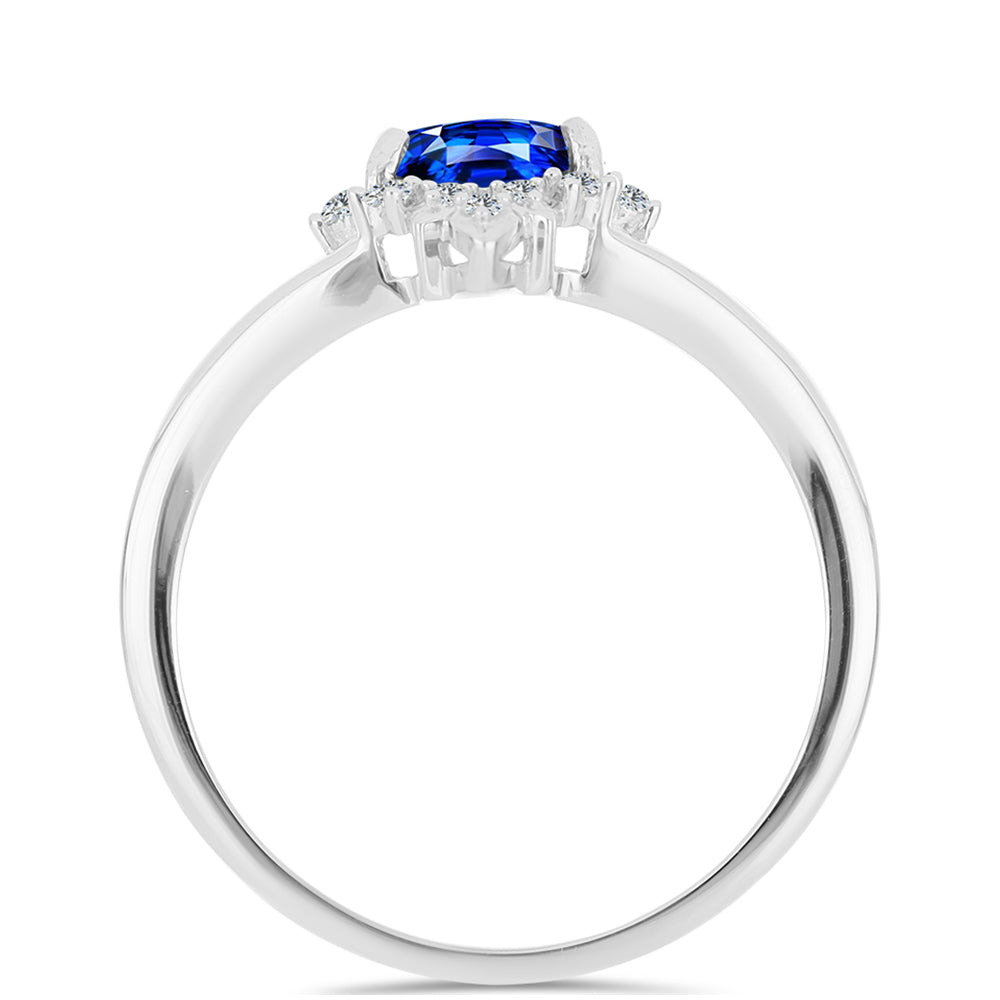Anillo de Plata con Zafiro Azul Australiano y Topacio Blanco 2 